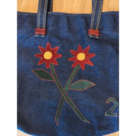 Amy 8 Chan New York Tote Bag Denim Flowers Floral - Picture 2 of 10